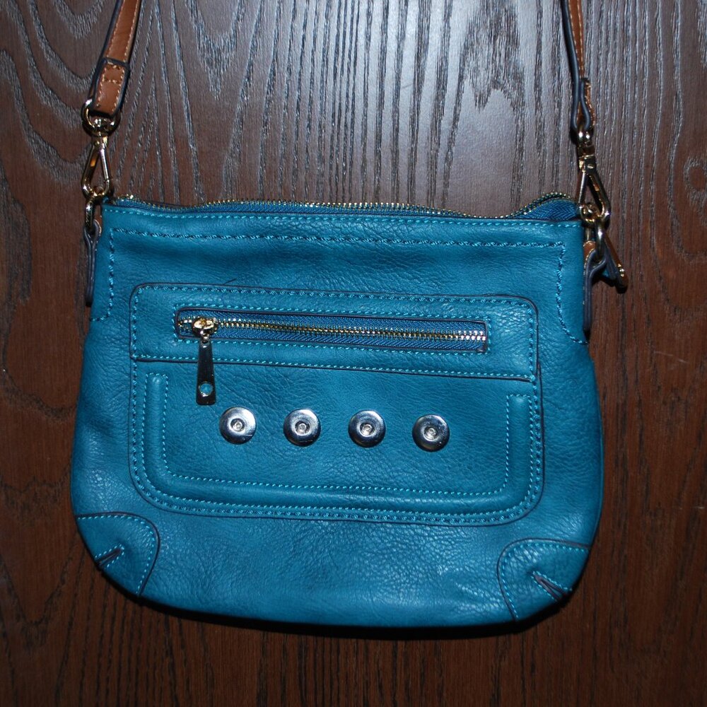 Ginger Snaps Dark Aqua Leather Crossbody Purse